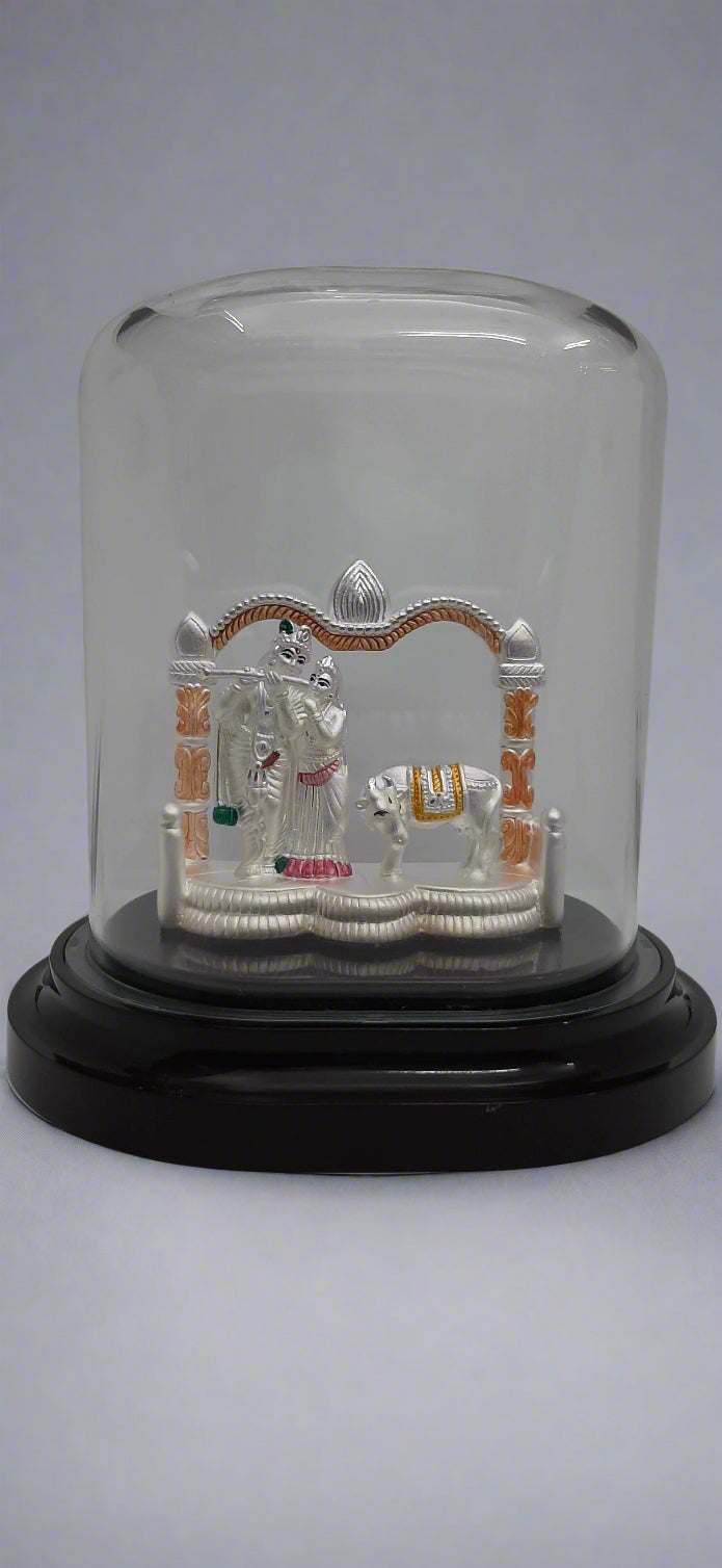Silver Emerald Radha & Krishna Idol