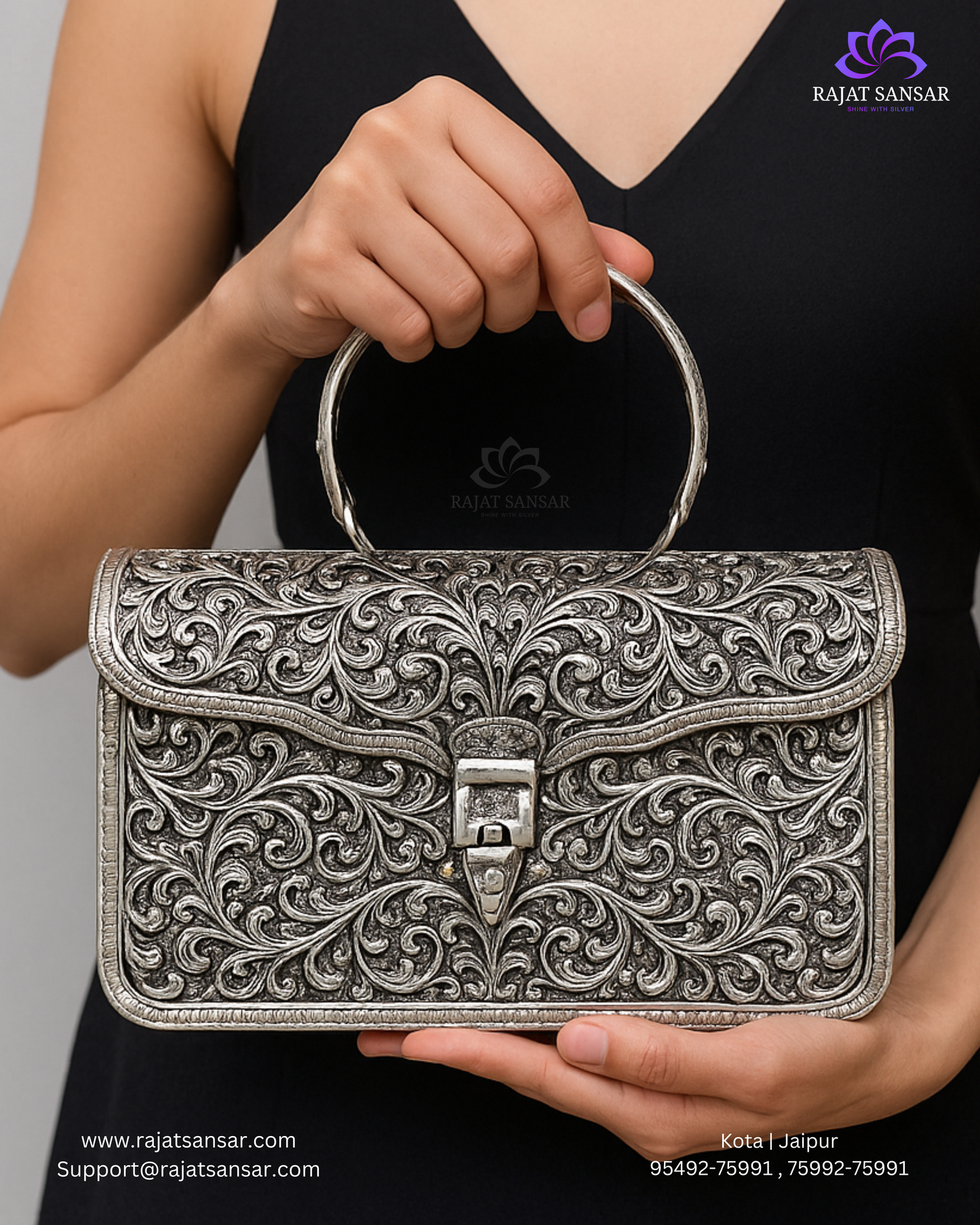 Silver Oxidized Purse