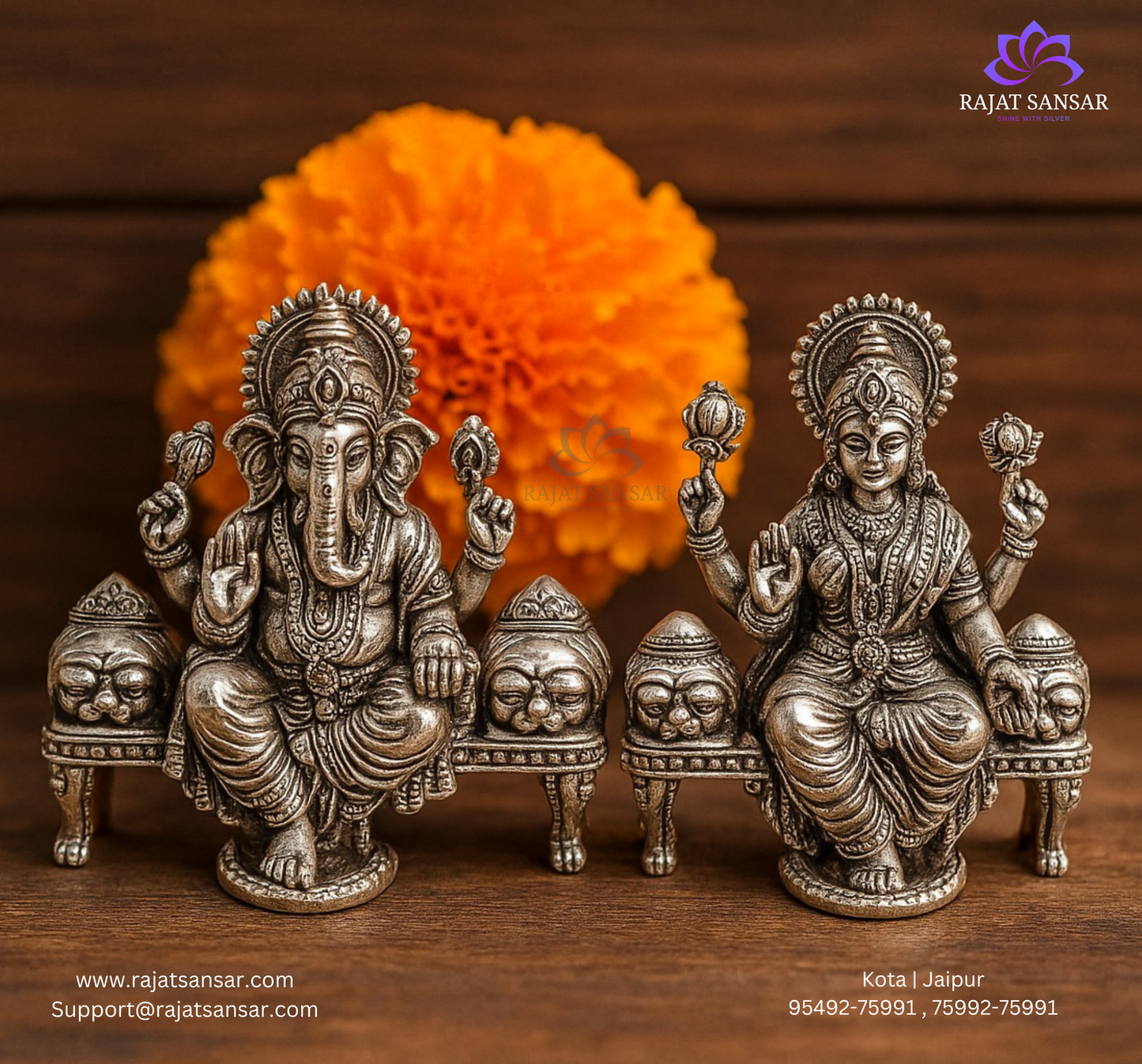 Silver Oxidized Laxmi & Ganesh Ji Idol