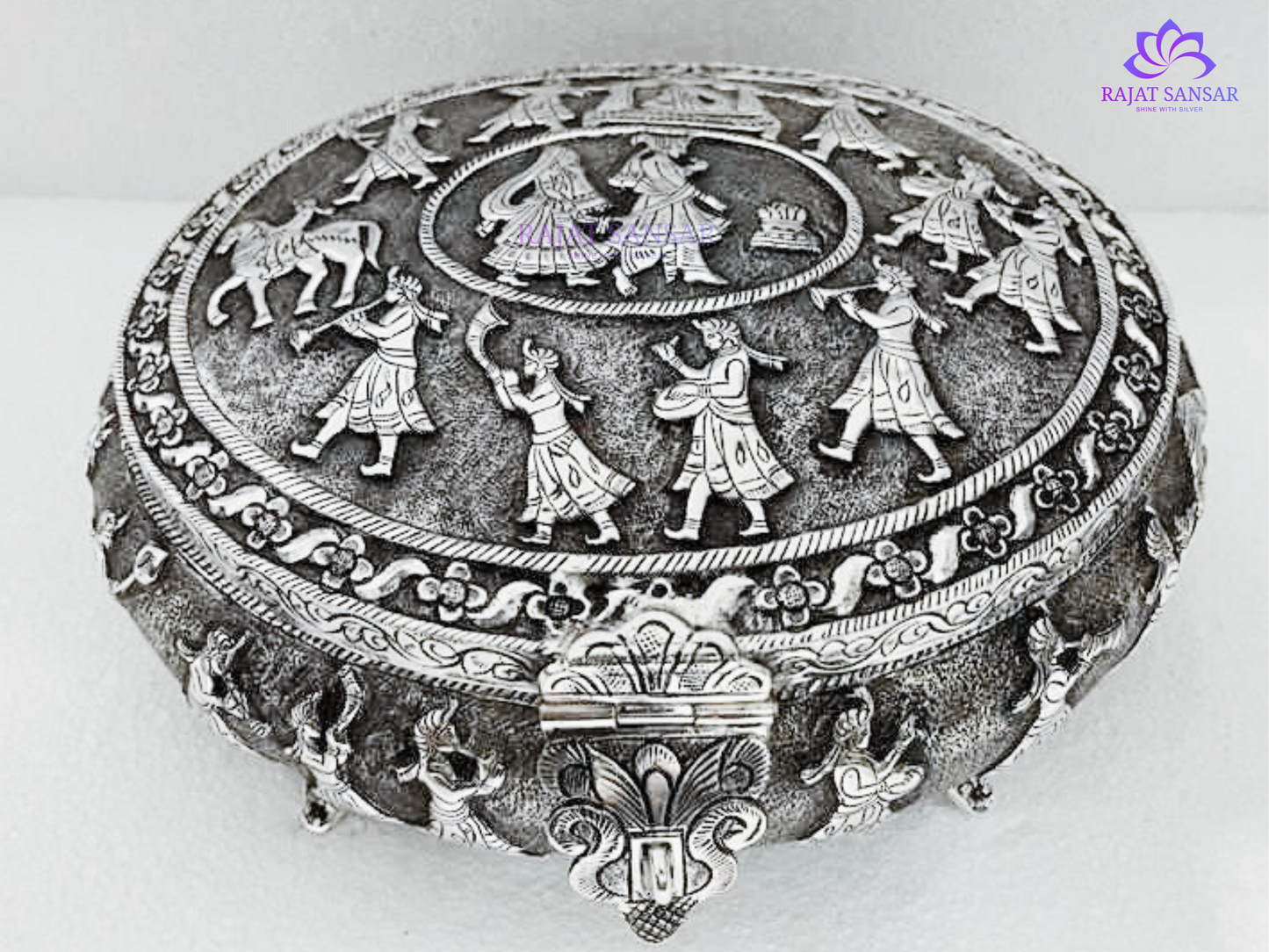 Silver Oxidized Dry Fruit Box – Antique Elegance for Festive Serving