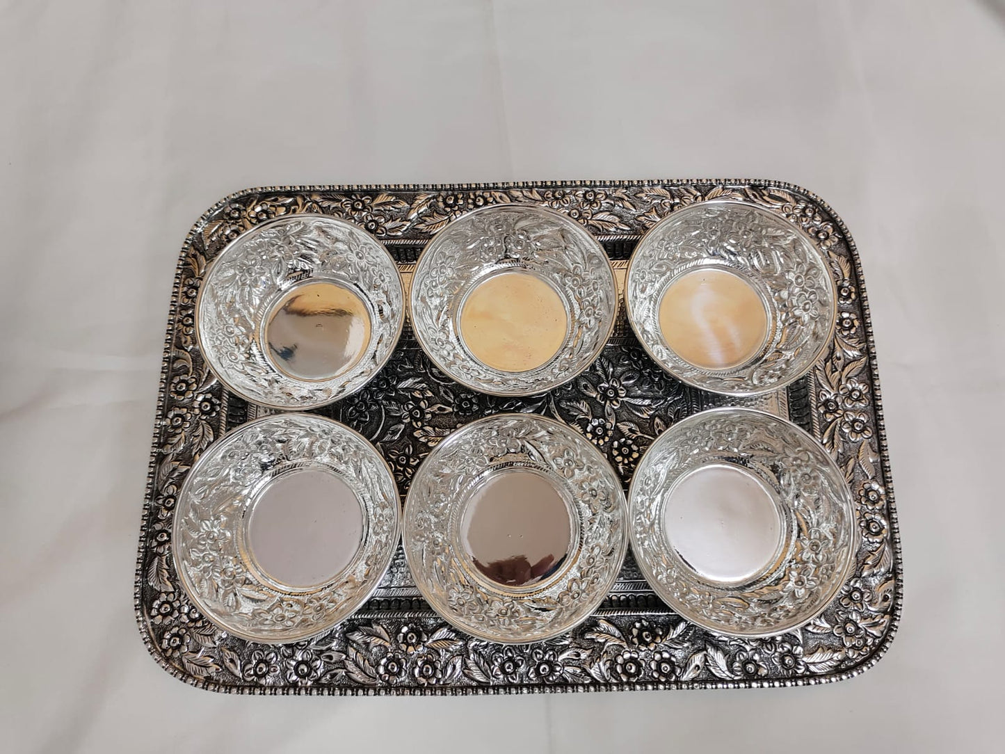 Silver Try Bowl Set – Nakshi Oxidized design