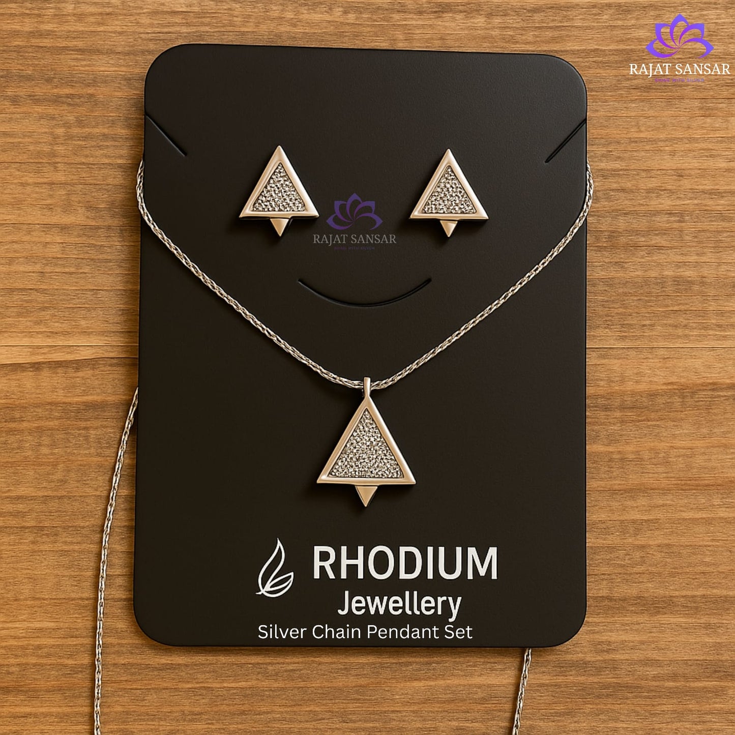 Silver Rhodium Chaine Pendant Set