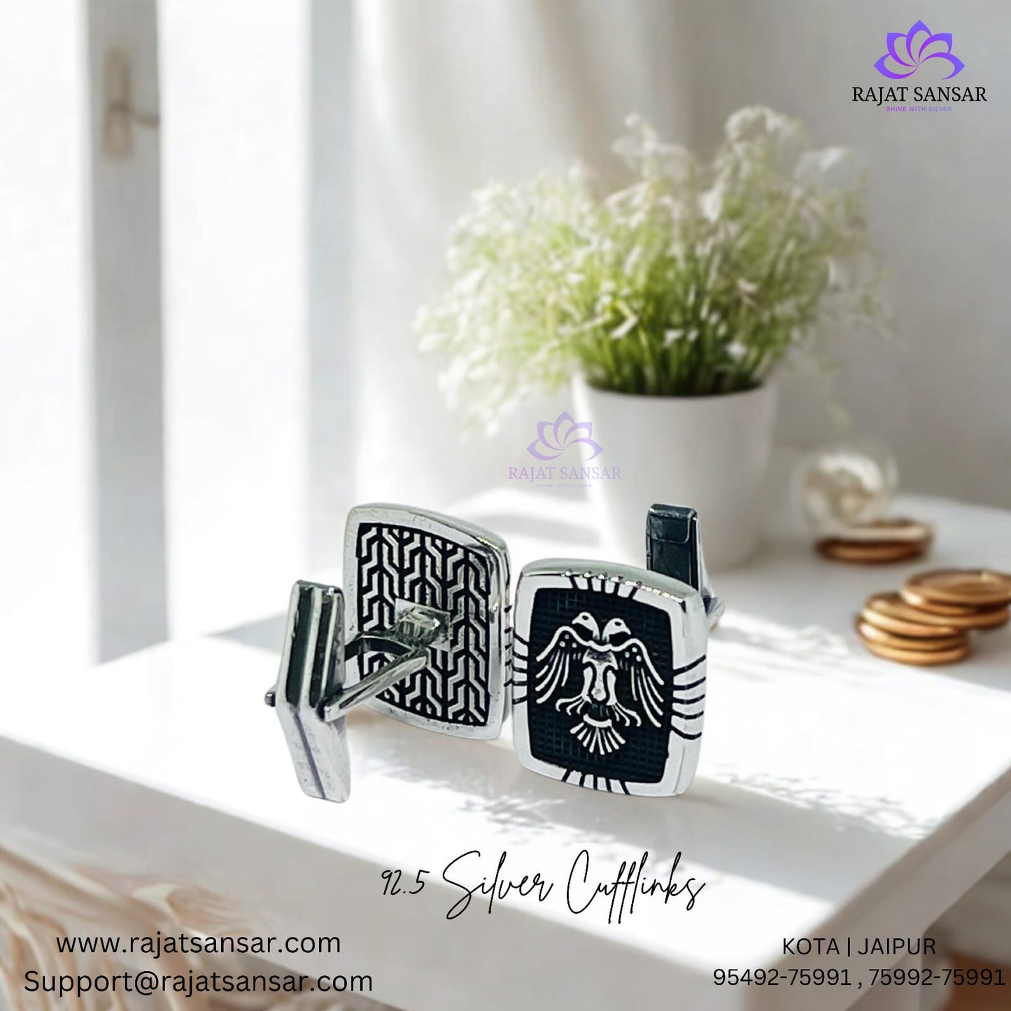 Imperial Crest Cufflinks 92.5 Sterling Silver Cufflinks