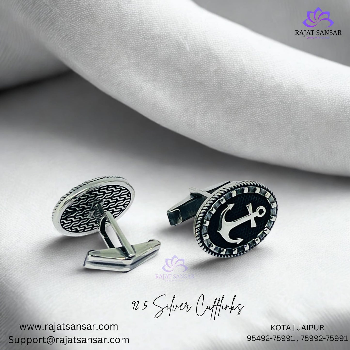 92.5 Silver Cufflinks Anchor