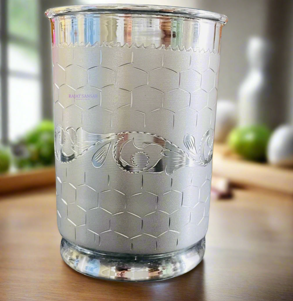 Silver Glass - Bel patta & Bangla Jaal Pattern