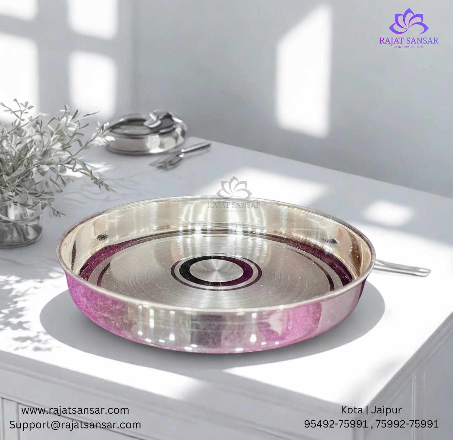 Silver Plate / Thali - Standing Borders