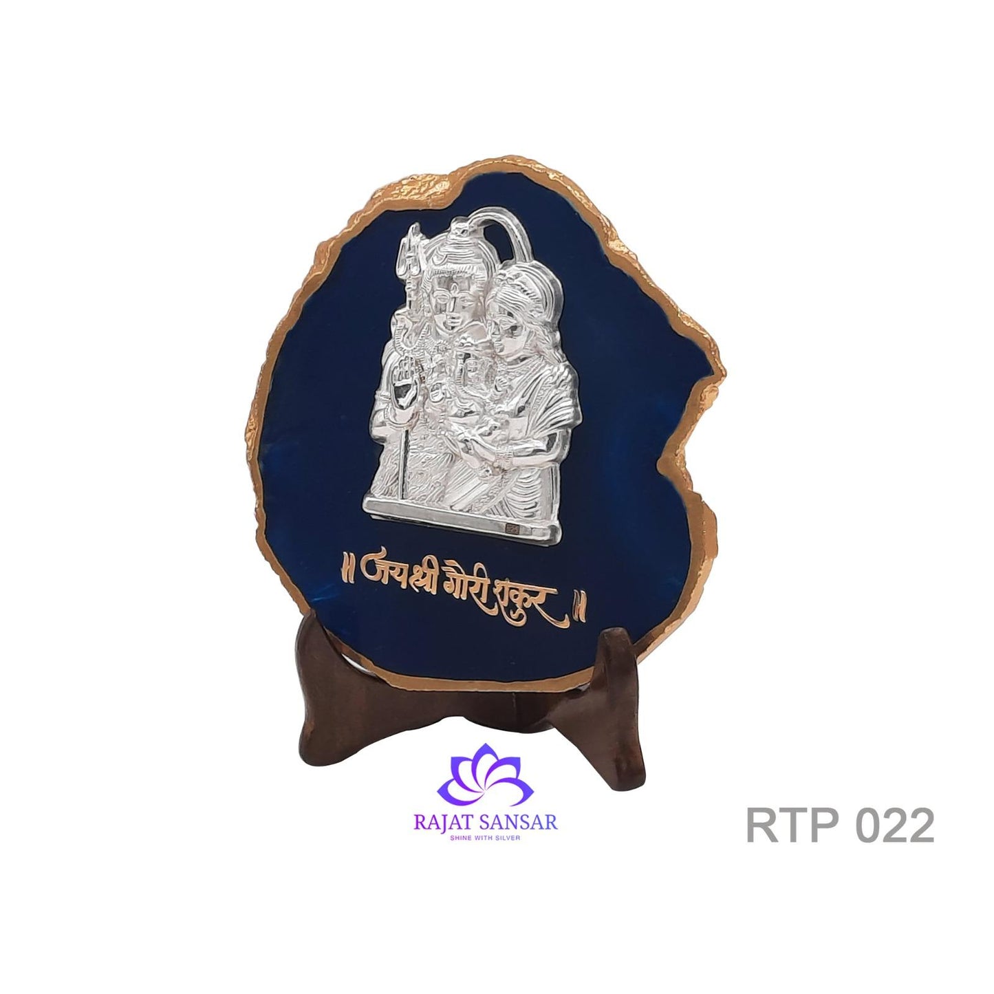 92.5 Silver Shiv Parivar Agate Stone Stand