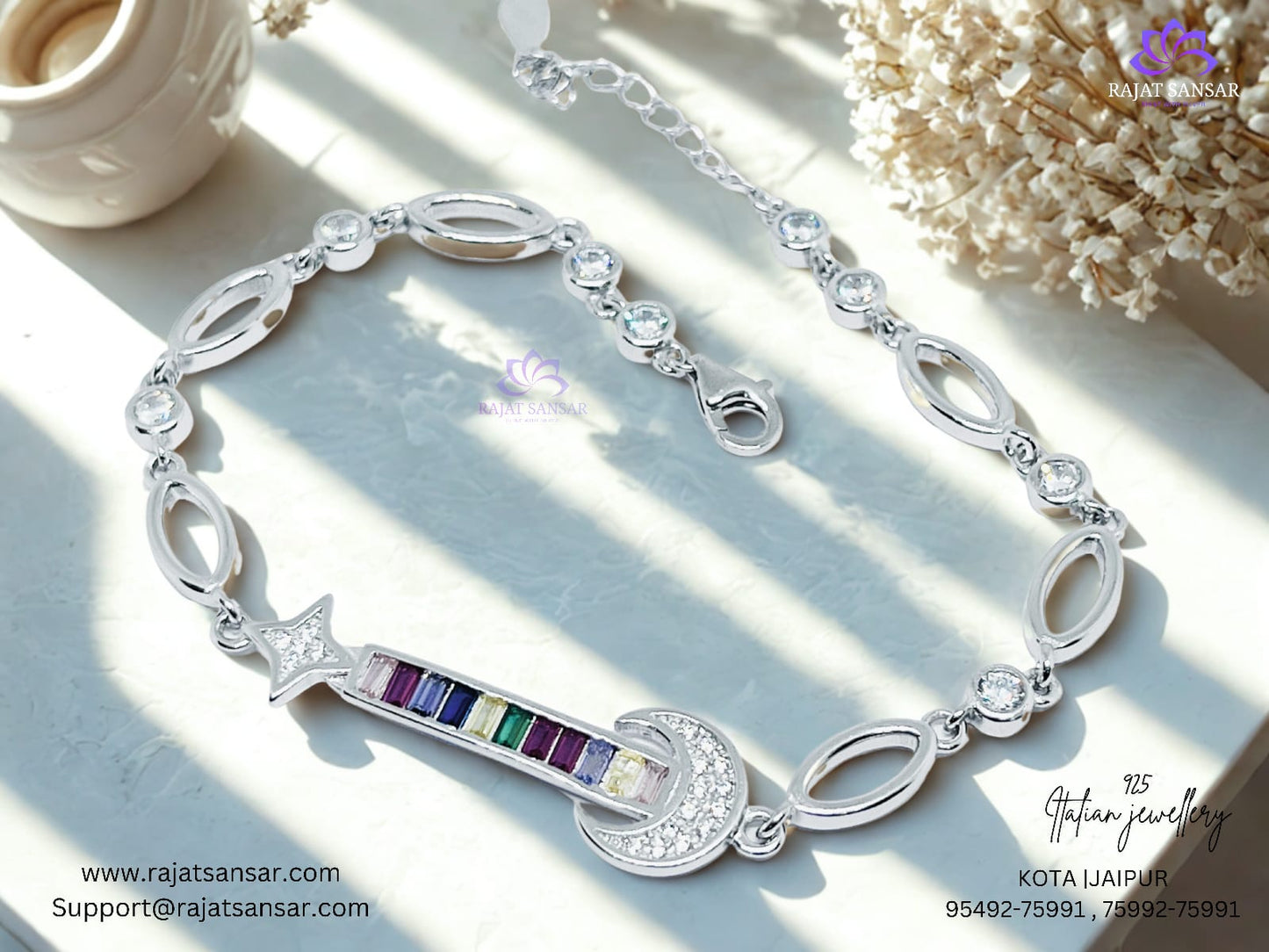 92.5 Italian Silver Multi Colour Bracelets