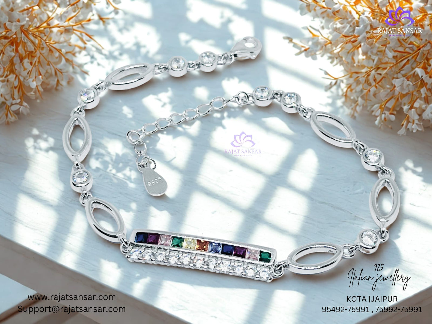 92.5 Italian Silver Multi Colour Bracelets
