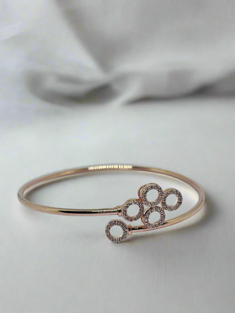 Silver Rose Gold Single Hand Bangle - Fifth Ring