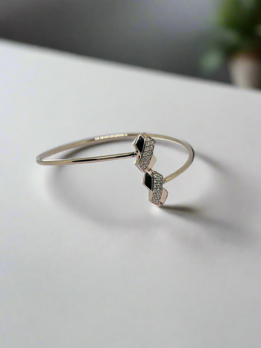 Silver Rose Gold Single Hand Bangle - Eight & Eight