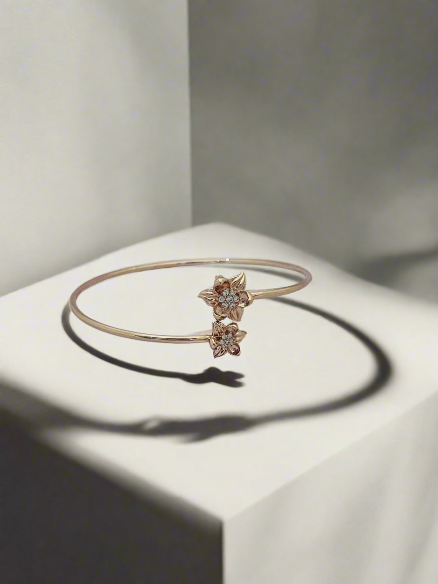 Silver Rose Gold Single Hand Bangle