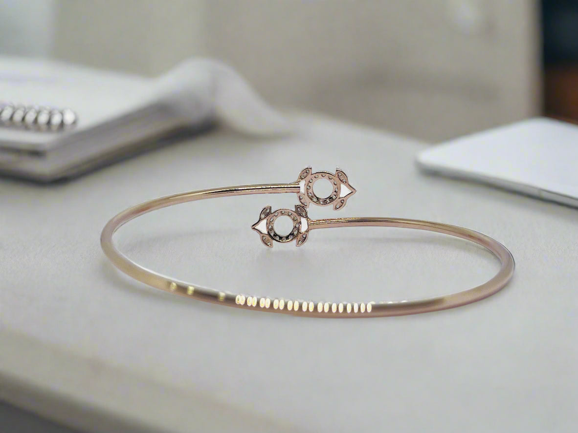 Silver Rose Gold Single Hand Bangle - Persona