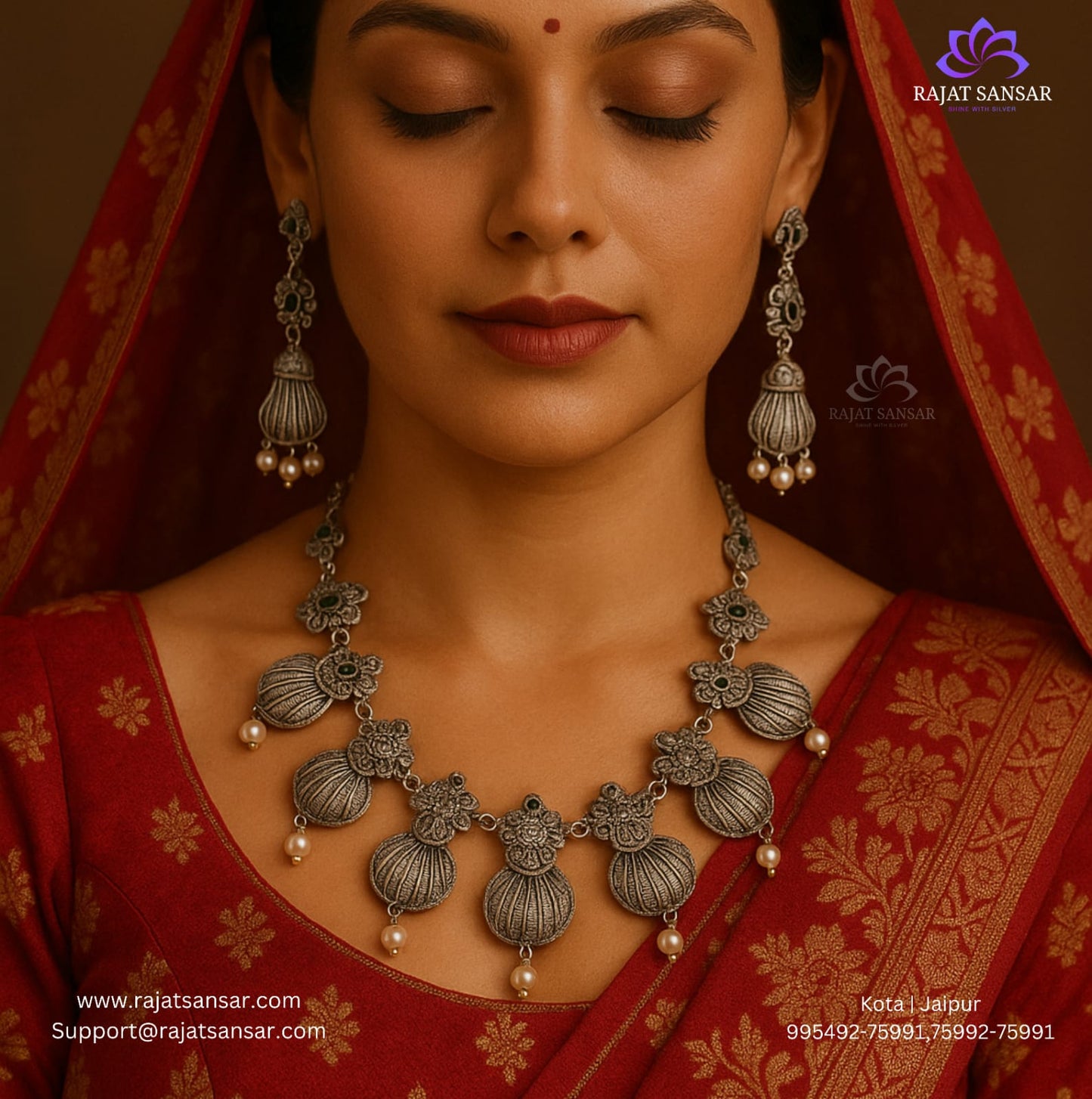 92.5 Silver Temple Jewellery- Oxo Frost Finish