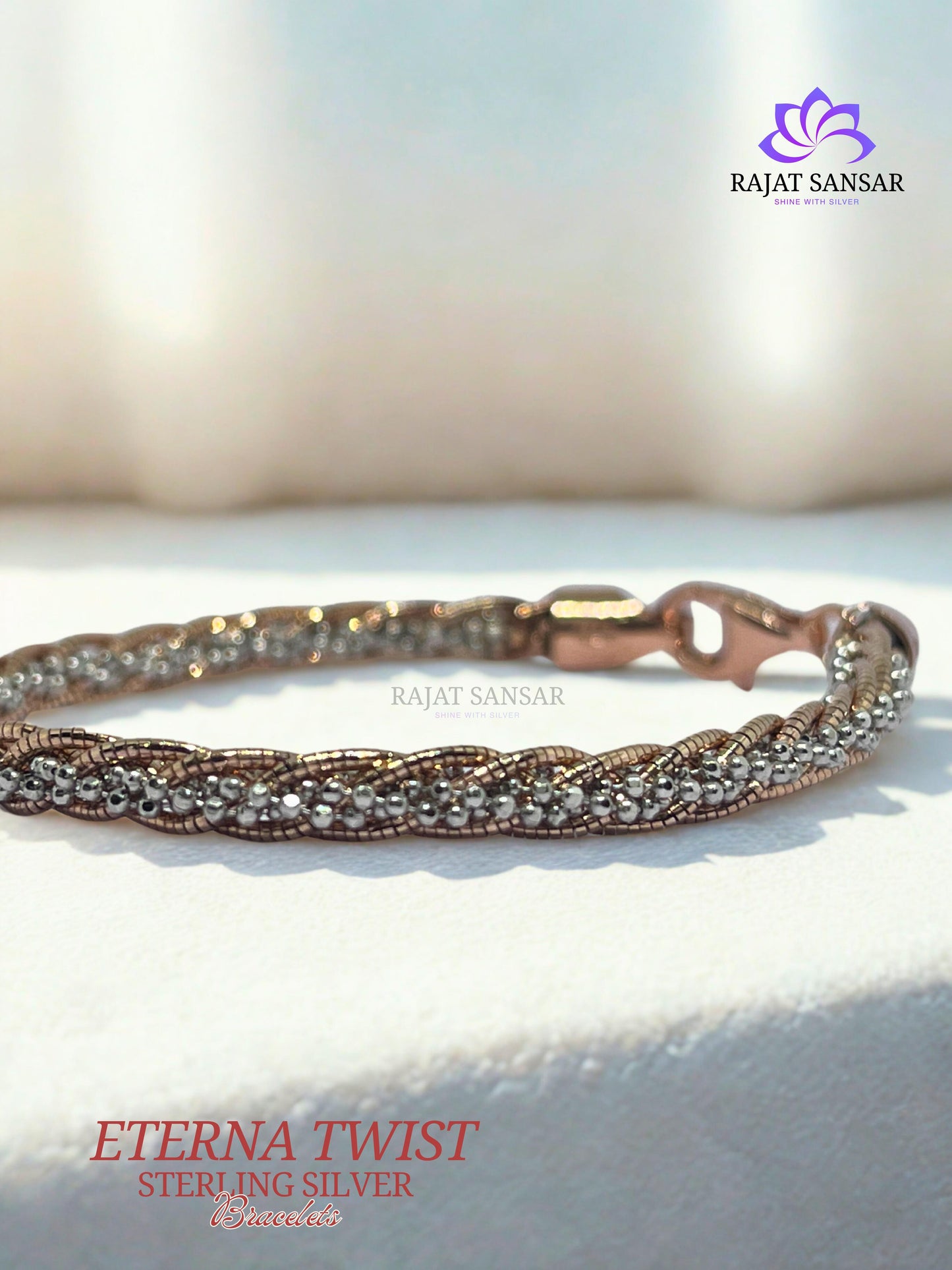 92.5 Sterling Silver Eterna Twist Bracelets Braided pattern