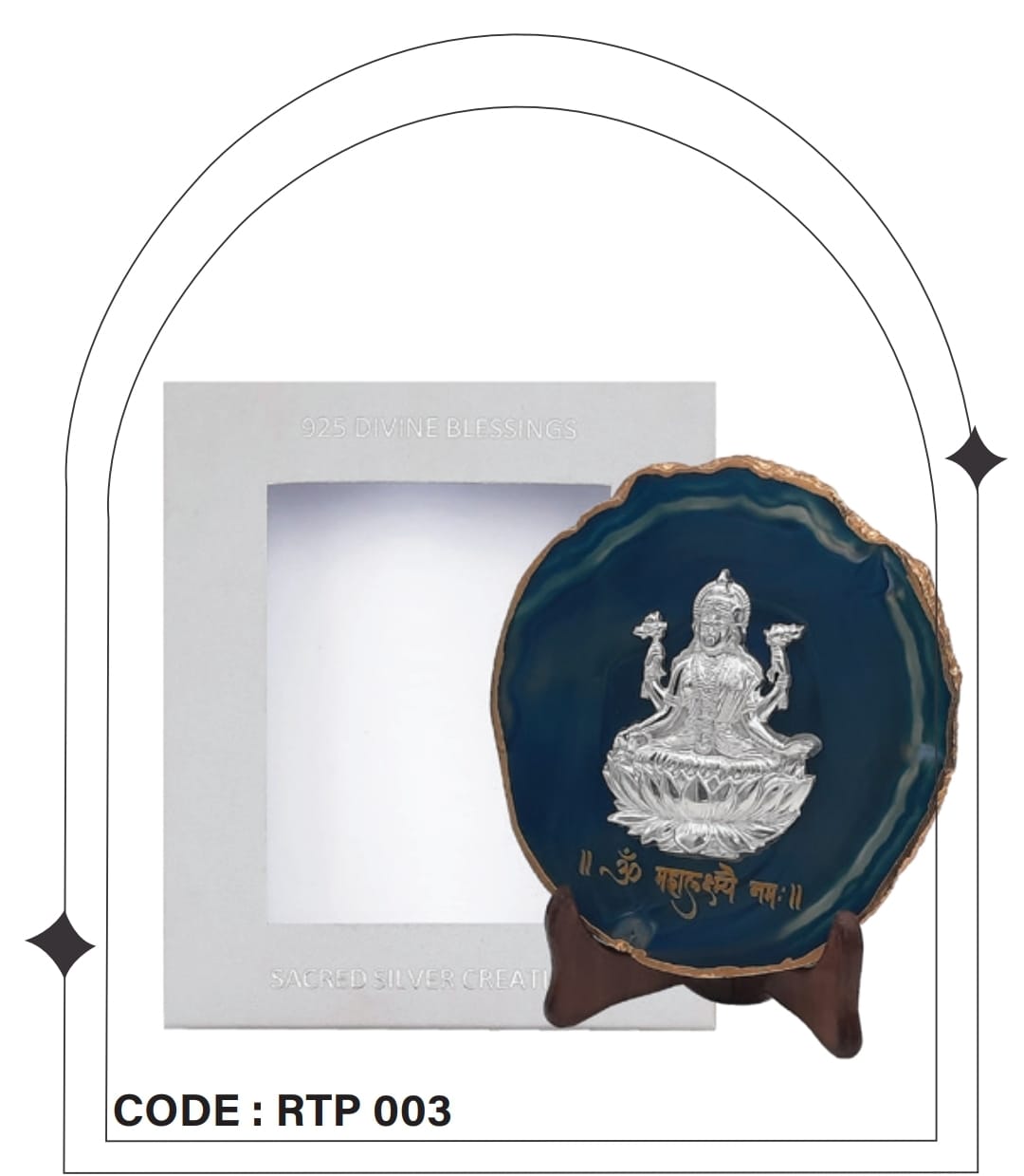 92.5 Silver Lakshmi Ji Agate Stone Stand
