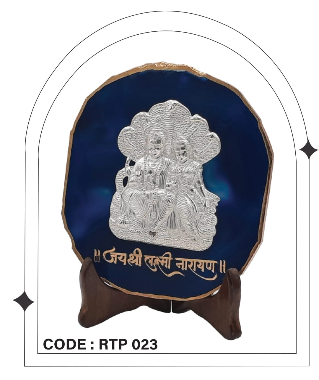 92.5 Silver Vishnu Ji & Lakshmi Ji Agate Stone Stand