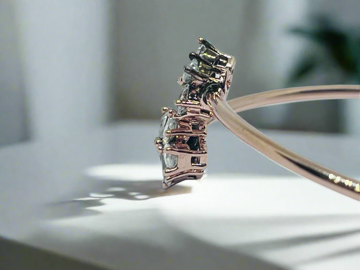 Silver Rose Gold Single Hand Bangle - flower