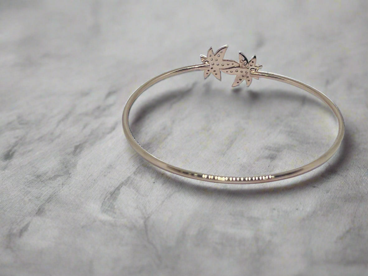 Silver Rose Gold Single Hand Bangle - Star Life
