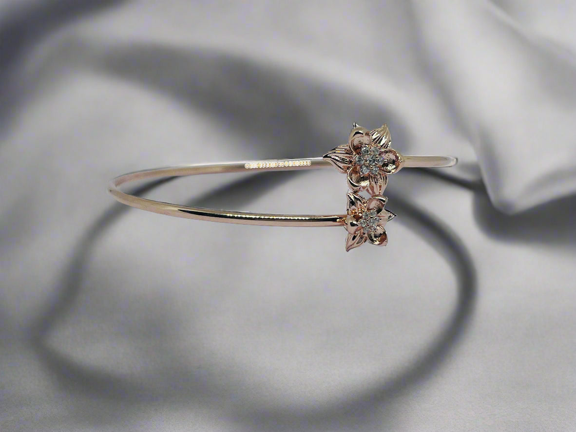 Silver Rose Gold Single Hand Bangle
