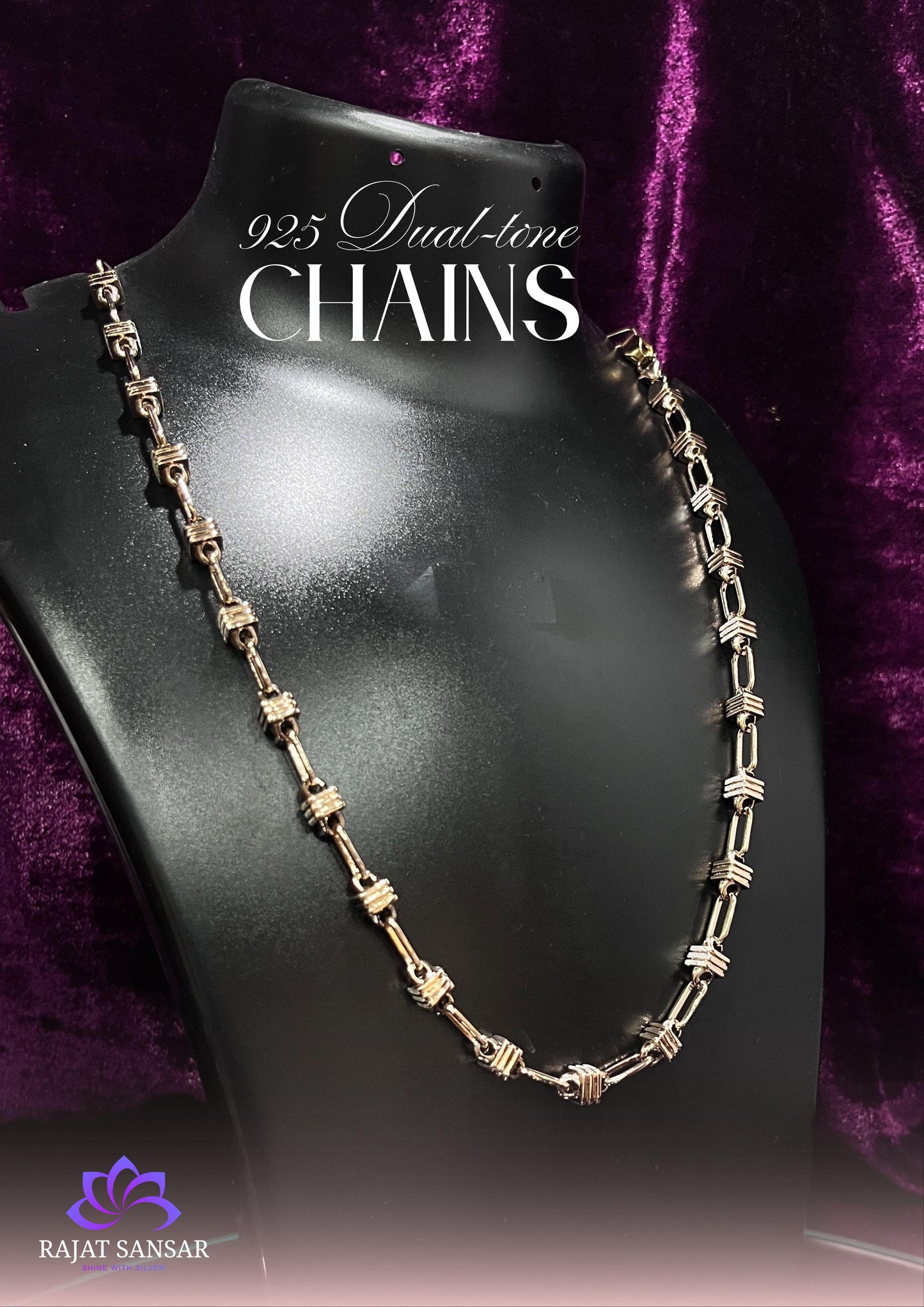 92.5 Sterling Silver Dual Tone Chains – Handcrafted Designer Silverwear