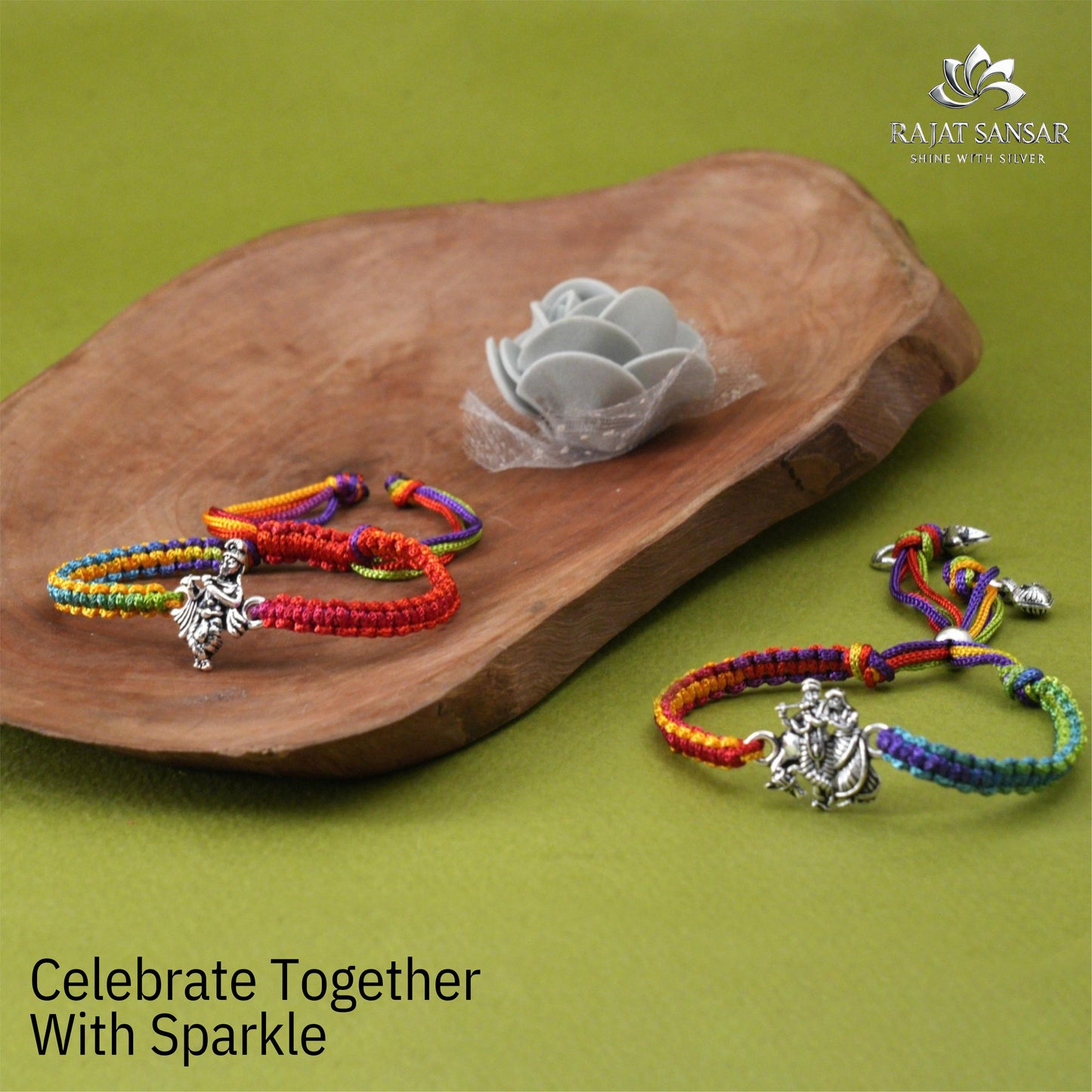 Silver Rakhi for Bhai-Bhabhi