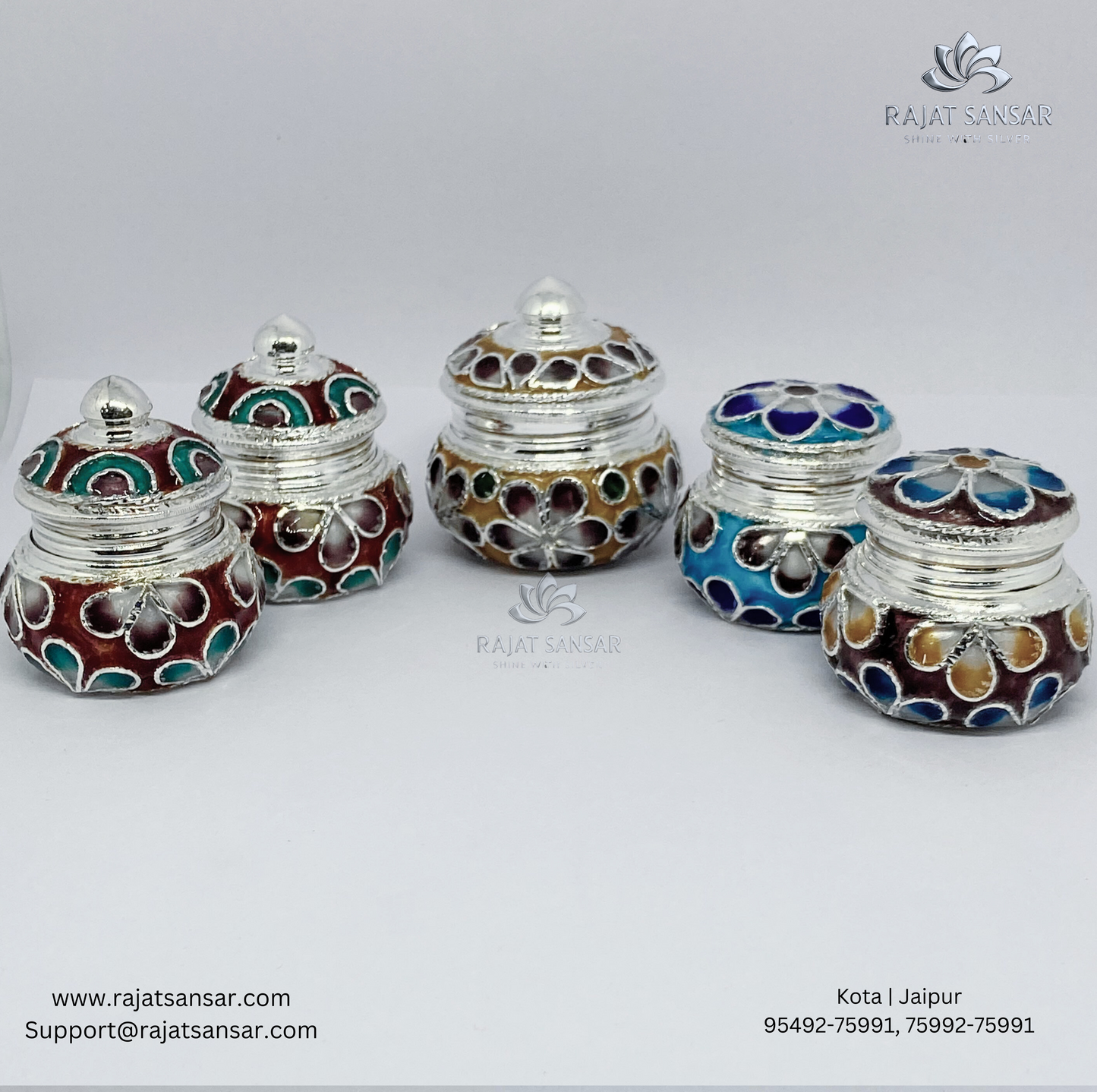 Silver Meenakari Dibbi