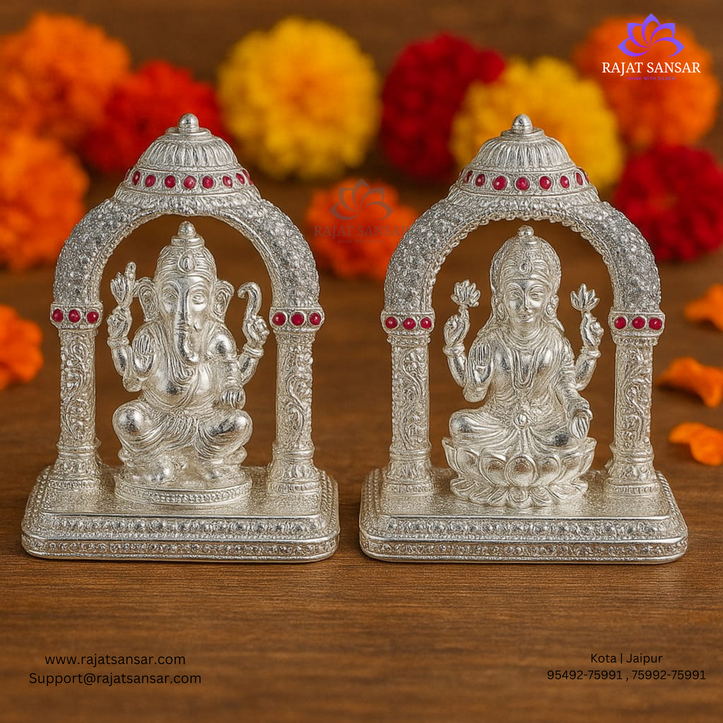 92.5 Silver Lakshmi & Ganesh Ji Micor Meena Murti