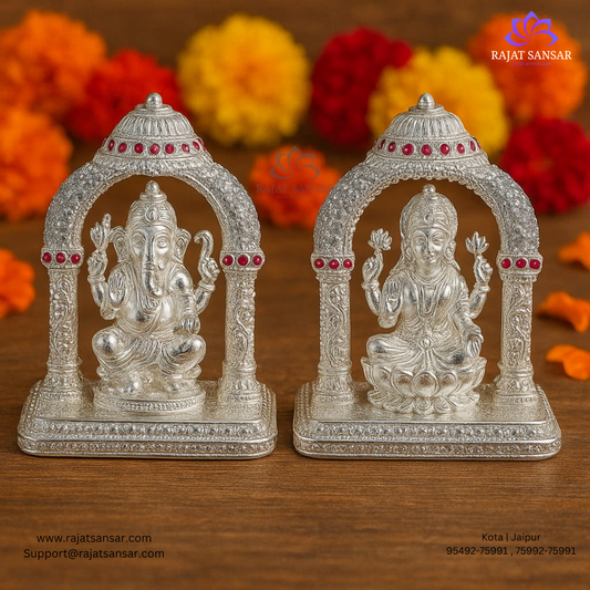 92.5 Silver Lakshmi & Ganesh Ji Micor Meena Murti