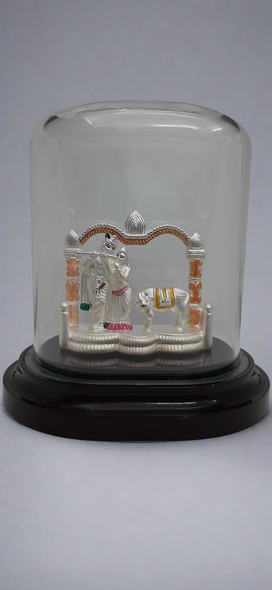 Silver Emerald Radha & Krishna Idol