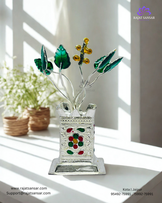 Silver Meenakari Tulsi Plant – A Divine Blend of Art & Spirituality