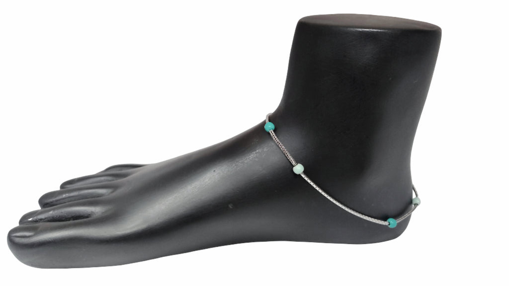 92.5 Italian Silver beaded anklet