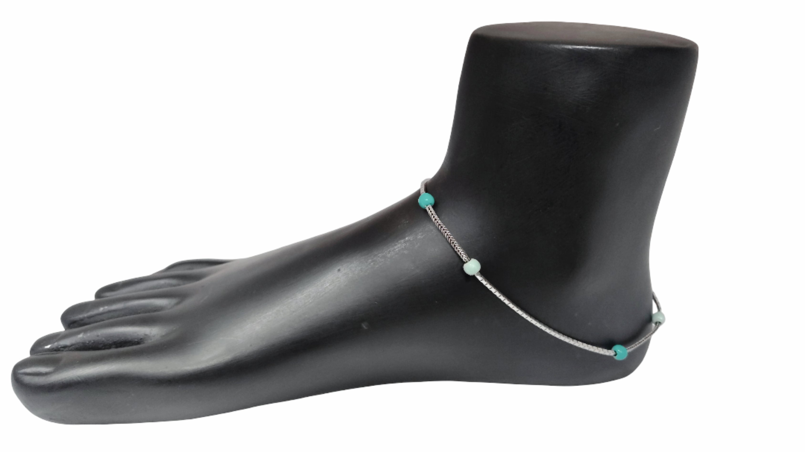 92.5 Italian Silver beaded anklet