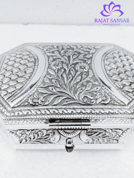 Silver Oxidized Dry Fruit Box- Royal Charm