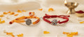 Silver Couple Rakhi Set- Ram & Floral Combo - Pack of 2 Rakhi