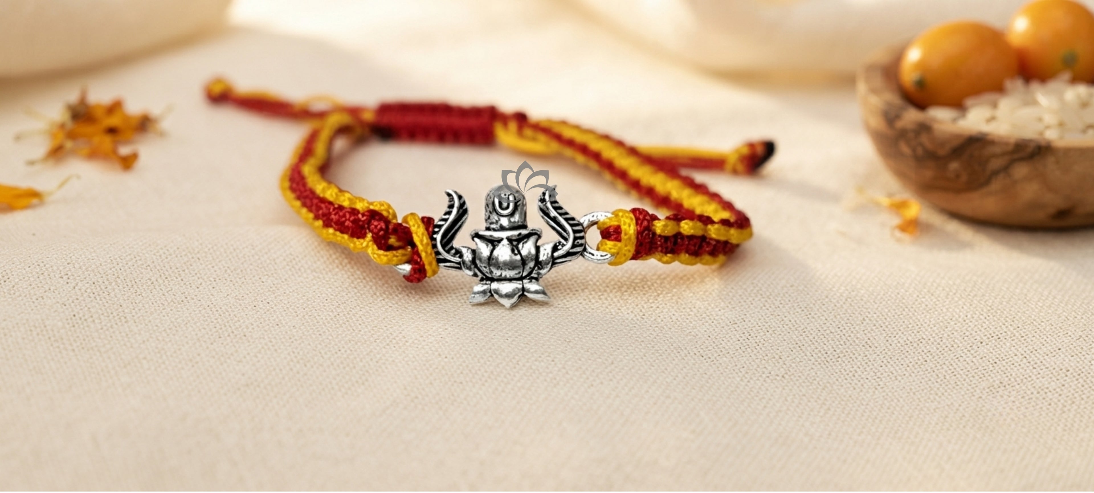 Handcrafted Divine Silver lotus shivling  Rakhi Collection- Pack of 2