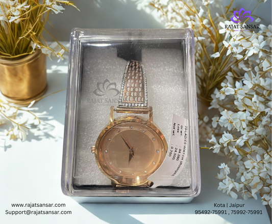 Silver Watch - Micro Dimond Work with Rhodium Rose Gold Polish