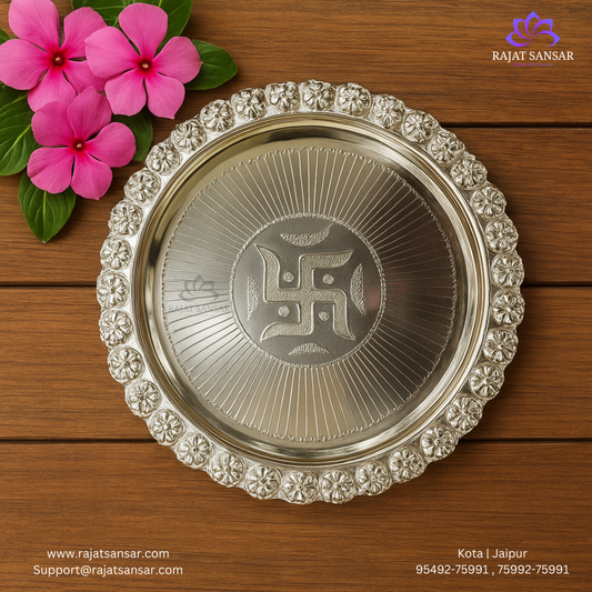 Silver Pooja Thali – Elegant & Divine