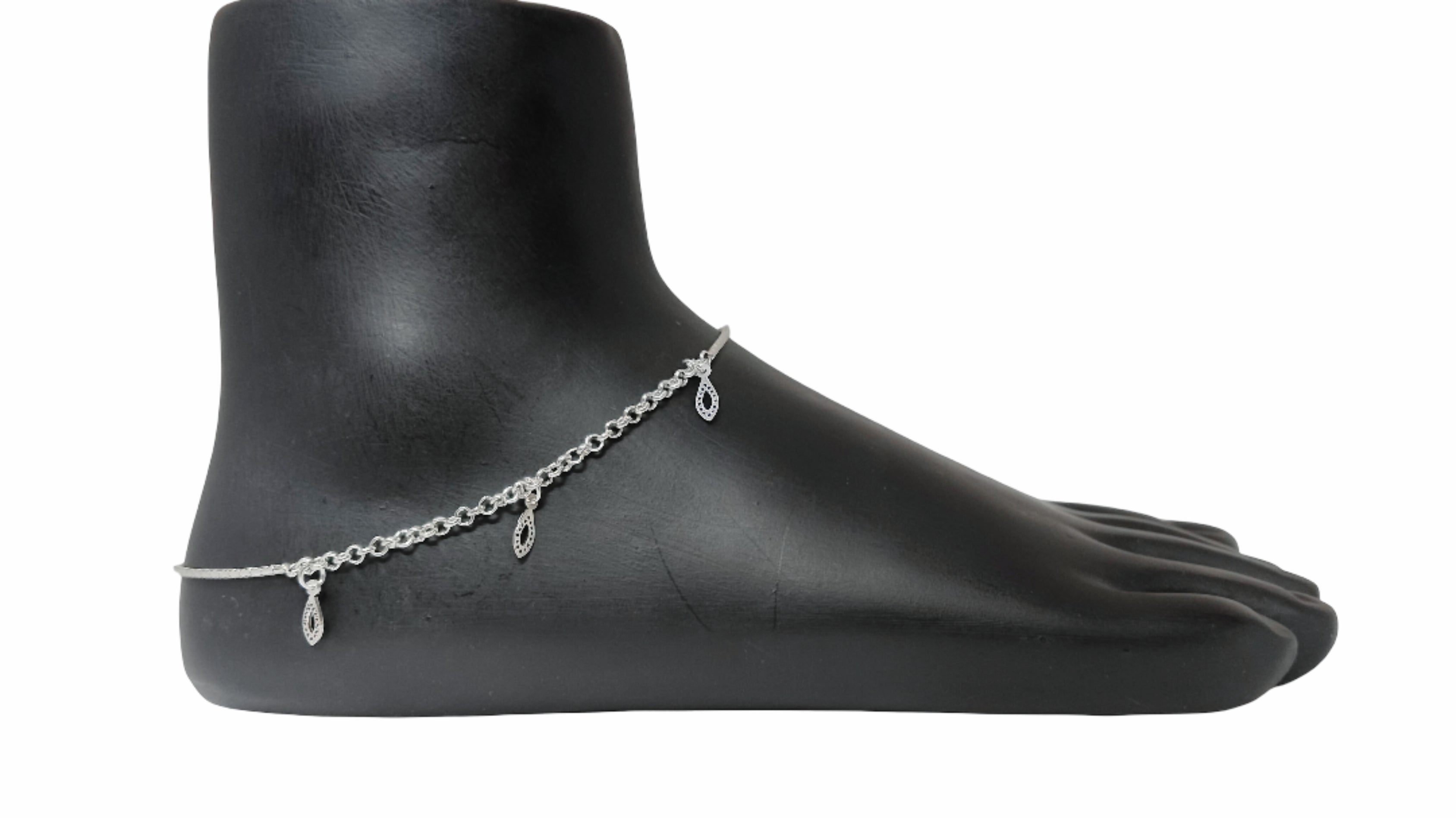 92.5 Italian Silver anklet with teardrop design
