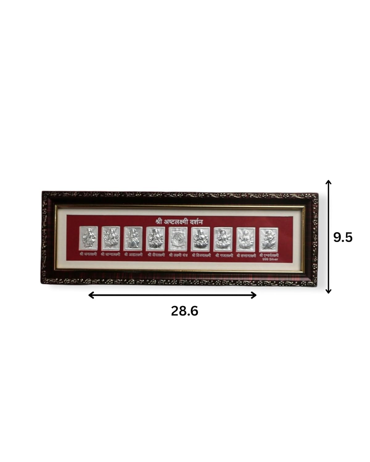 999 Pure Silver Shree Ashta Lakshmi Yantra Photo Frame Size 28x9 centimeters