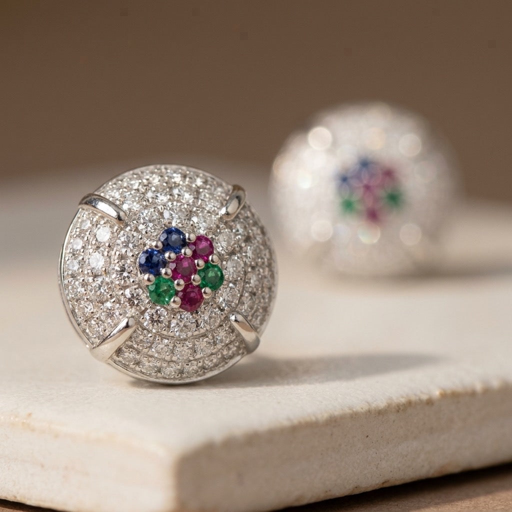 92.5 Sterling Silver cluster Stud Earring – Elegant, Sparkling & Everyday Chic