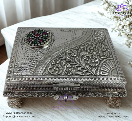 Classic Silver Oxidized Dry Fruit Case