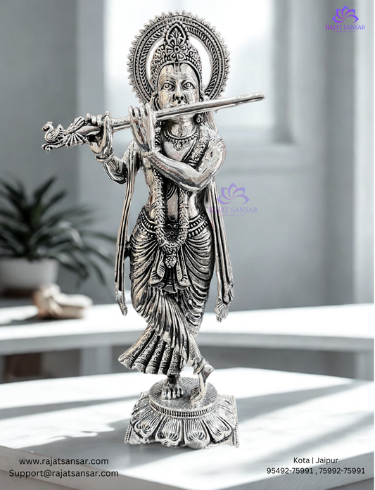 92.5 Silver Shree Krishna Idol – Divine Elegance for Your Home & Pooja