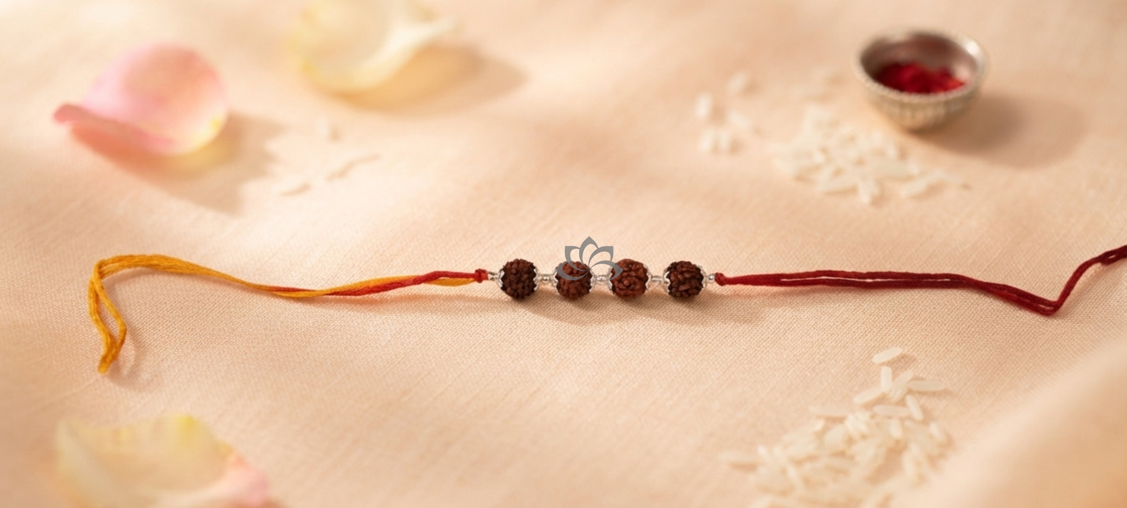 Silver Rudraksh 4 Rakhi – Elegant Silver Rakhi