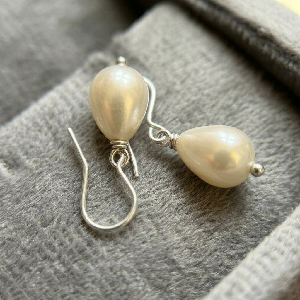 92.5 Silver Earrings for Daily wear | Pearl Drop Silver Hook