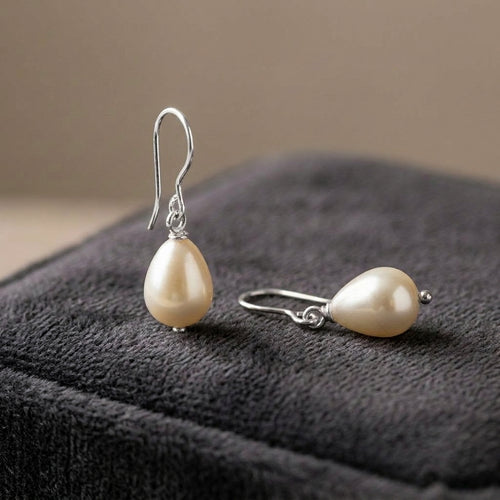 92.5 Silver Earrings for Daily wear | Pearl Drop Silver Hook