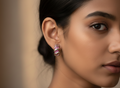 92.5 Sterling Silver Hoops with Ruby or Pink Gemstone Earring