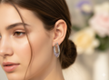 92.5 Sterling Silver Studded Hoop Earring