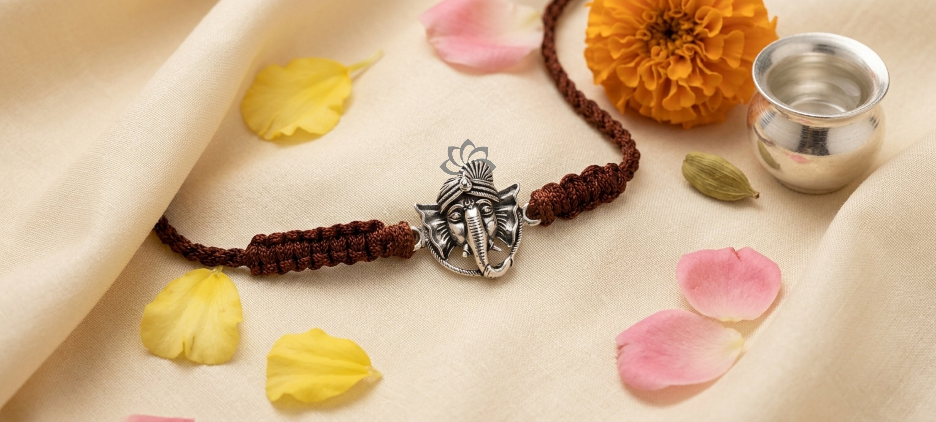 Handcrafted Divine Silver GANESH Rakhi Collection- Pack of 2