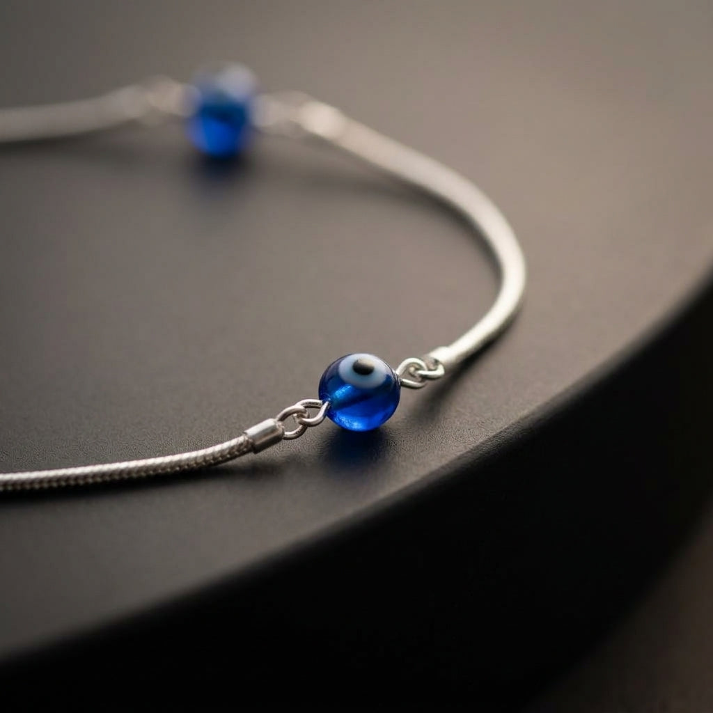 92.5 Italian Silver Evil Eye Anklet